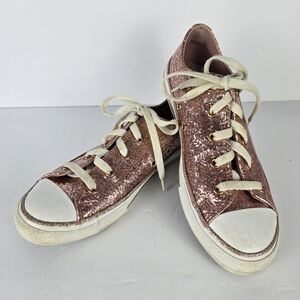 Converse Girl'sChuck Taylor Classic All StarLow Top Pink Sparkle Sneakers Size 3